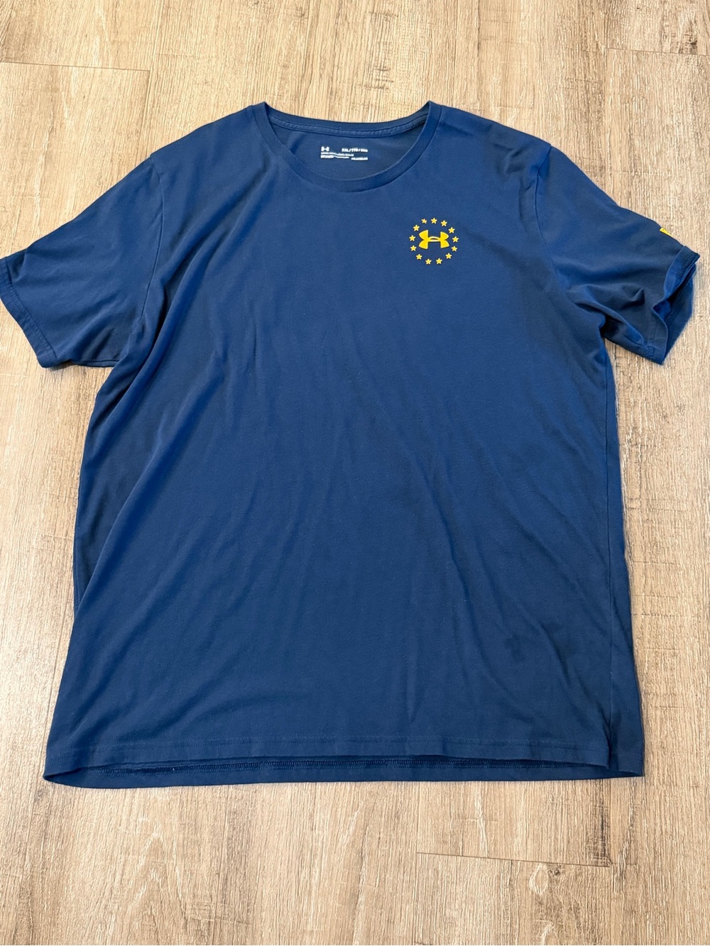 Under Armour Navy Short Sleeve Tee with Yellow Logo Stars